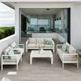 thumbnail image 4 of Cozy Home 7 Seats Contemporary Outdoor Patio Aluminum Sofa Furniture Sets, White, 4 of 7