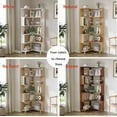 thumbnail image 4 of BALANBO Corner Bookshelf Solid Wood 5 Tier Tall Bookcase for Living Room, Raw Wood, 4 of 7