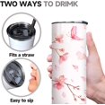 thumbnail image 3 of Cherry Blossoms Floral Plant Skinny Tumblers,Vacuum Insulated Tumbler With Straw, 20 Oz Travel Tumbler,Birthday Gift for Women,Mom,Bridesmaid,Sister Co-worker,Boss and Friends, 3 of 6