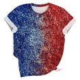 thumbnail image 4 of Cavosen 4th of July Tops for Women Petite Red White and Blue Short Sleeve Round Neck T Shirts USA Star Striped Graphic Shirts Lady XL Patriotic Casual Shirts Independence Day Tunic Tees, 4 of 5