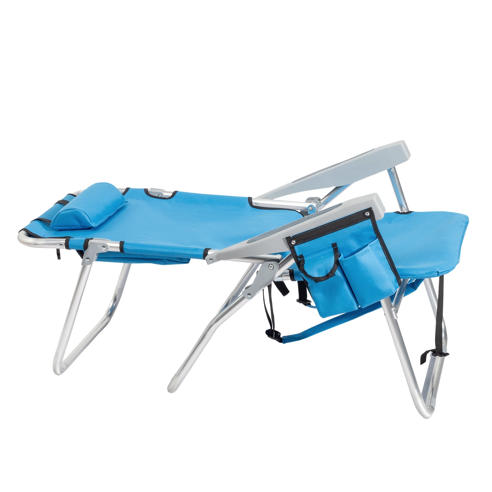 Beach Chair, Heightened Oxford Cloth Silver White Aluminum Tube Bearing Blue 63*70*99cm