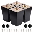 thumbnail image 1 of Patas de muebles de madera de 5 pulgadas, patas de sofá de madera, juego de 4 patas de repuesto cuadradas negras modernas de mediados de siglo para mesita de noche seccional, sillón, sillón reclinable, 1 of 5