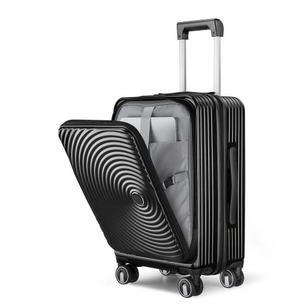 Bailu Luggage Set 3-Piece (20/24/28), Expandable Carry-On Luggage with TSA Lock Airline Approval, 100% PC Hard Shell Lightweight Luggage with Front Pocket and Spinner Wheels (Black)