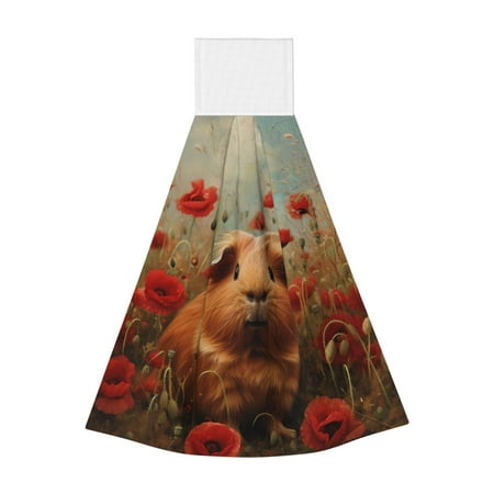 

Zeuib Rose Cute Guinea Pig Print Coral Velvet Hand Wipes Hanging Hand Towels Set with Hook & Loop Absorbent Towel for Bathroom Home