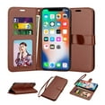 thumbnail image 1 of Njjex iPhone XR / XS / XS Max / X / 10 Wallet Phone Cases, Njjex [Wrist Strap] Flip Folio [Kickstand ] PU leather Wallet Case with 3 ID&Credit Card Pockets -Brown, 1 of 5