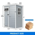 thumbnail image 6 of Dextrus 5x3FT Outdoor Storage Shed with Windows, Floor, Lockable Doors, Waterproof Plastic, Gray, 6 of 8