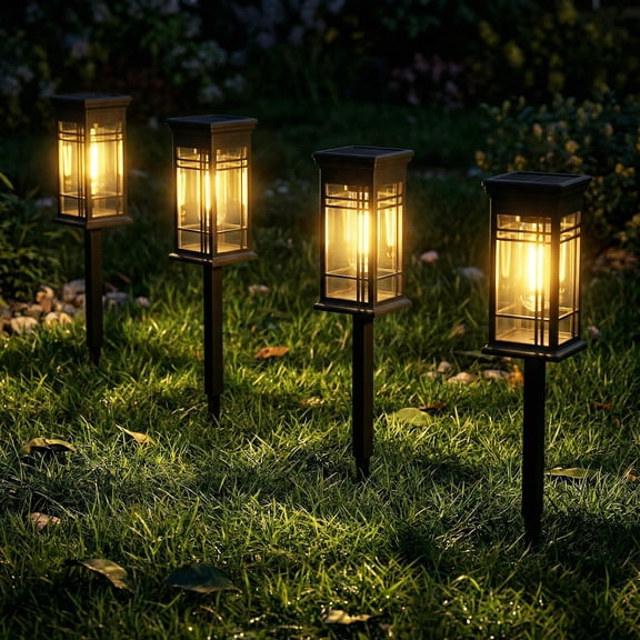 Fohil 4 Pack Solar Lights Outdoor Waterproof ,Solar Landscape Pathways Lights Waterproof LED