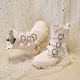 thumbnail image 6 of Girls Martin Boots Faux Leather Tall Boots with Double Buckle & Side Zipper Non Slip Thick Platform Sole Casual Dress Footwear for Fall Winter Daily Wear Beige 11.5(29), 6 of 6