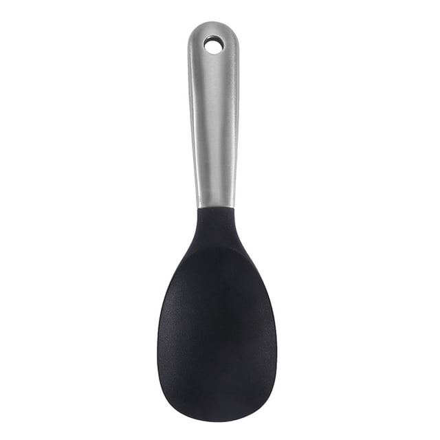 SIfdSeng Stainless Steel Silicone Rice Spoon Non Stick Cooking Utensil with Hanging Hole for Rice Cookers and Serving Rice