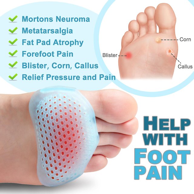 Almohadillas metatarsianas para mujer, almohadillas de bola de 4 piezas para neuroma metatarsiano, almohadillas de neuroma Morton, alivio del dolor por ardor y contracción