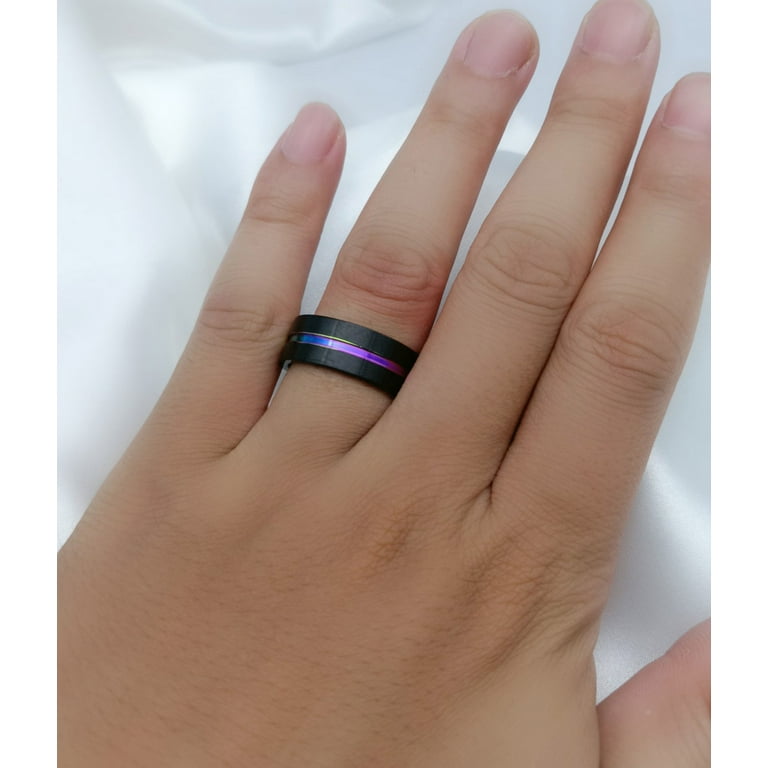 Matching Rings Couple Rings Black Gold Plated 1CT Purple Cz Women