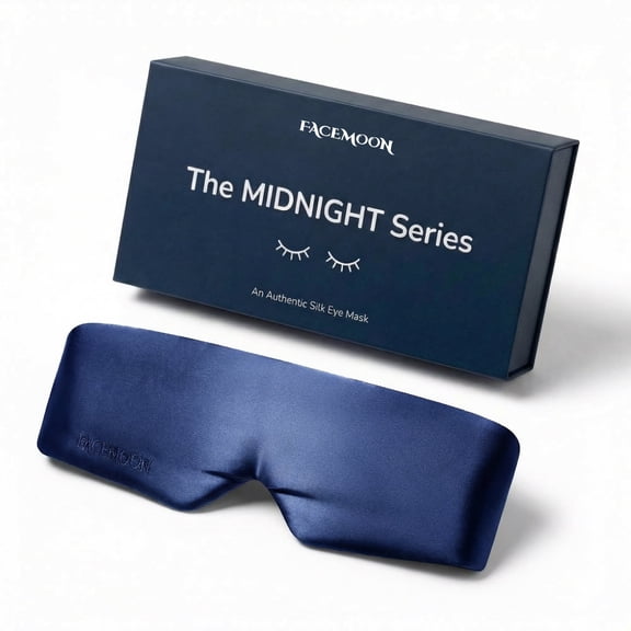 FACEMOON 100% Pure Silk Sleep Mask, 100% Blackout Padded Eye Mask with Nose Bridge Light Block, Adjustable Hook and Loop Strap for Travel and Naps