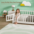 thumbnail image 3 of Miniyam Full Size Kids Floor Bed with Guardrails, Door and Book Storage, White, 3 of 7