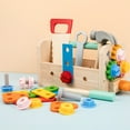 thumbnail image 5 of Wooden Tool Set Workbench, Detachable Screws Hand Tools Built-In Storage Educational, Interactive Pretend Repair Play Skill-Building Activities Decor for Home Yard Indoor Outdoor Play Gift, 5 of 5