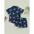 thumbnail image 4 of Wassery Baby Boys Summer Outfits Bear Print Short Sleeve Shirt Lapel Neck Tops and Elastic Shorts 2Pcs Toddler Casual Clothes Set 6M-4T, 4 of 9