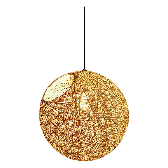 Hytrove Light Brown Rattan Art Chandelier For Ceiling Lighting Home Coffee Shop 2Pack 5.9In