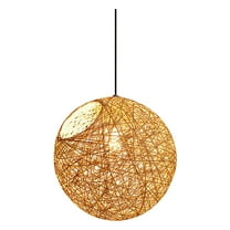 Hytrove Light Brown Rattan Art Chandelier For Ceiling Lighting Home Coffee Shop 2Pack 5.9In