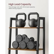 VASAGLE 4-Tier Ladder Shelf Wall Ladder Bookshelf Bookcase Furniture Storage Rack Shelves, Rustic Brown and Black