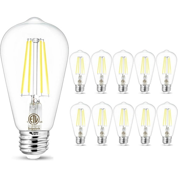 SHIQI-E26 LED Bulb 60 Watt Equivalent, LED Edison Bulbs 5000K Daylight, Edison Bulbs 60 Watt LED for Living Room Dining Bathroom Vanity, 800LM, 6W 120V CRI85, E26 Base, Non-dimmable, 10 Pack