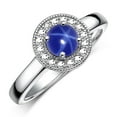 thumbnail image 4 of RYLOS Rings for Women Sterling Silver Halo Birthstone Ring with Round 4MM Gemstone &  Diamonds September Blue Star Sapphire Jewelry Size 10, 4 of 8