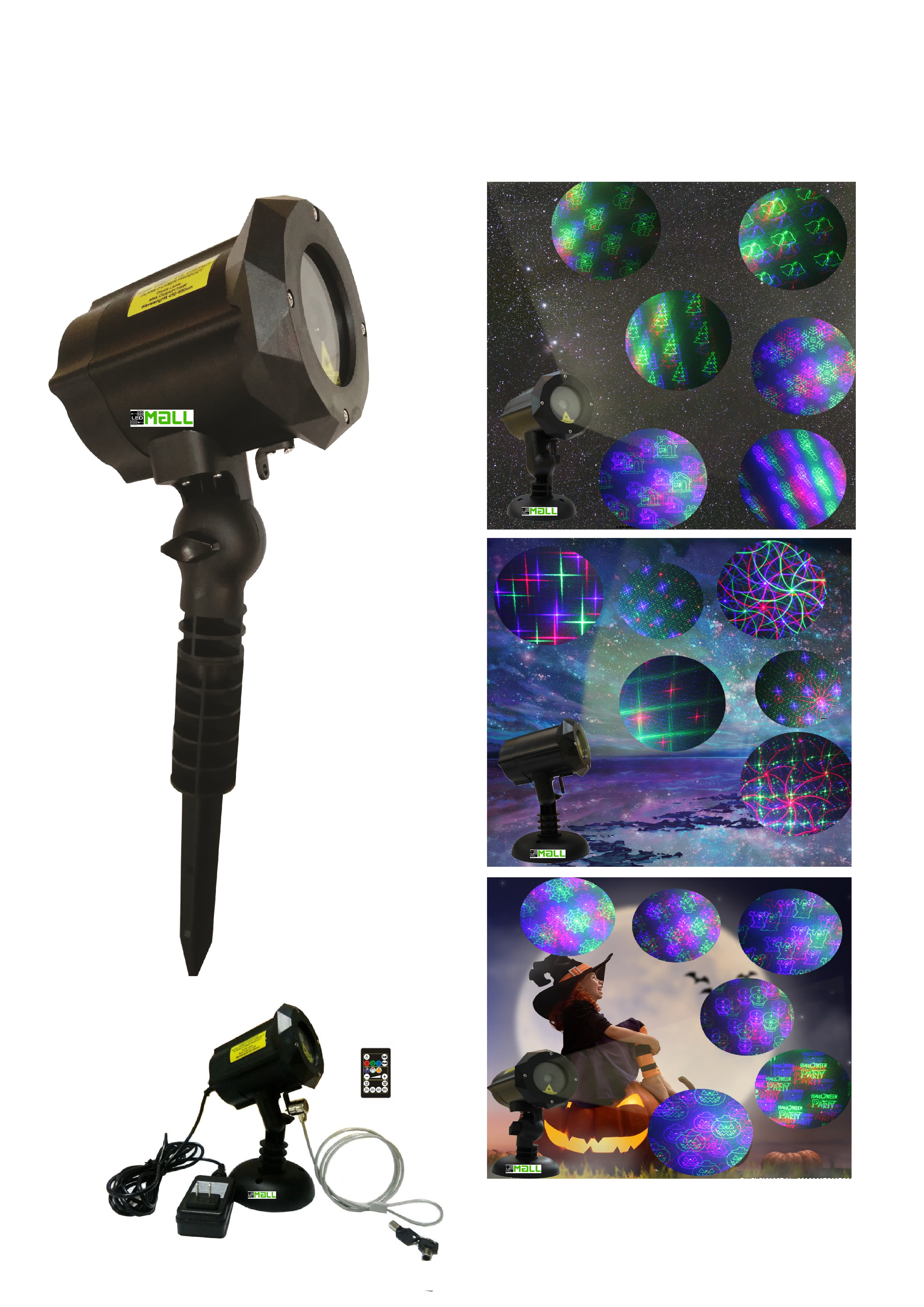 LEDMALL Motion Pattern Firefly models in Continuous 18 Patterns LEDMALL  RGB Outdoor Laser Garden and Christmas Lights with RF remote control and  Security kit