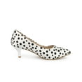 thumbnail image 3 of BLISSFUL STEP Edition Women's Shoes Polka Dot Kitten Heel Pumps Pointed Toe Slip-on Heels White 8, 3 of 7