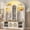 White, variant on DTTRA 75'' H LED Farmhouse Hall Tree with Bench & Shoe Storage, 59" W Entryway Coat Rack with 6 Hooks & 2 Doors, White