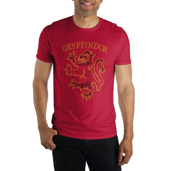 Harry Potter Gryffindor House Animal Lion Men's Red Tee T-Shirt Shirt-Large