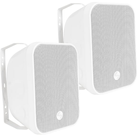 Sound Town Pair of 70V/100V 5.25" Weather-Resistant Surface-Mount Passive Speakers, with IP55-rated Enclosure, for Home & Commercial Installations, White (TARVOS-MS5W-PAIR)