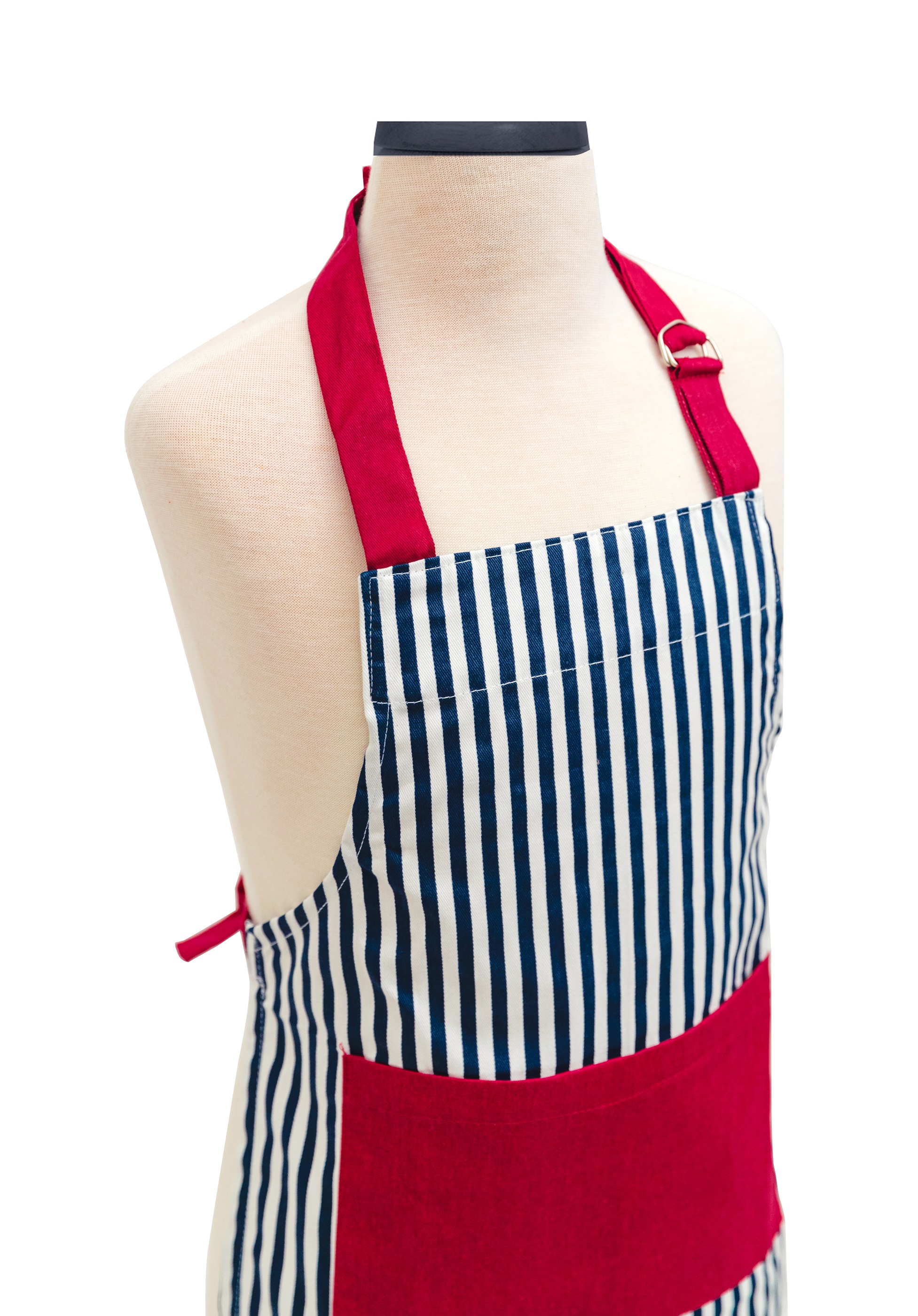 Handstand Kitchen Adult and Child 100% Cotton Bold Print Apron Set - Bold Navy Stripe