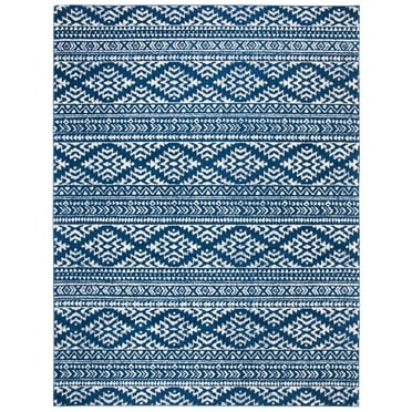 SAFAVIEH Tulum Lakisha Distressed Southwestern Area Rug, 12' x 15', Navy/Ivory