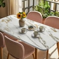 thumbnail image 3 of Golden Marble Table Cloths for 5 Foot Rectangle Tables, Abstract Modern Minimalist Art Patio Waterproof Elastic Fitted Tablecloths, Washable Rectangular Table Cover for Camping, 3 of 8