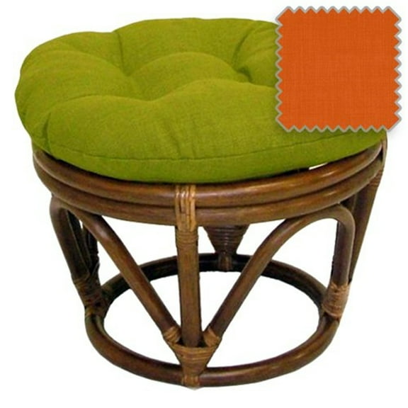 Rattan Ottoman Footrest - Cushioned Design for Living Room, Patio, or Bedroom - 18"x18"