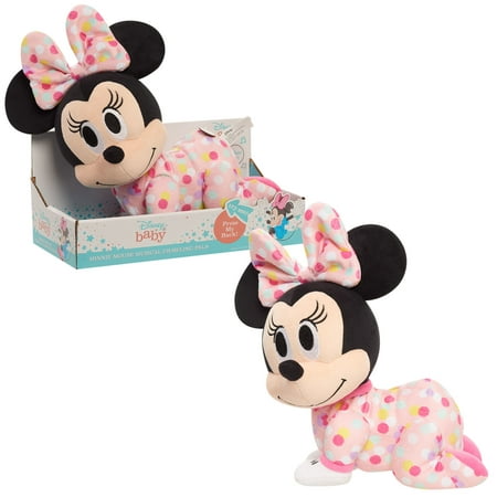 Disney Baby Musical Crawling Pals Plush, Minnie Mouse, Interactive Crawling Plush, Stuffed Animal, Officially Licensed Kids Toys for Ages 09 Month, Gifts and Presents