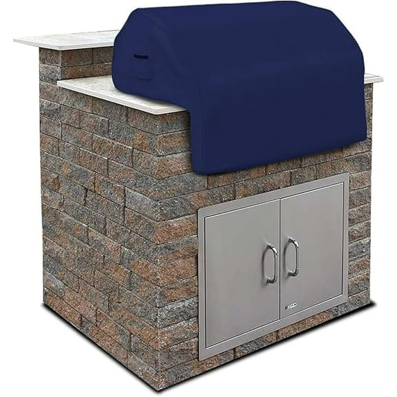 Covers & all Built-in Outdoor Grill Cover, Durable 12 Oz Waterproof Cover Max Material with Air Pocket & Elastic for Snug Fit (36" W x 26" D x 24" H Inches, Blue)