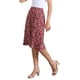 thumbnail image 4 of Faldas midi florales para mujer Inspire Chic, con volantes, cintura alta, fluida, en línea A, con abertura, longitud hasta la rodilla, XS, rojo oscuro, 4 of 6
