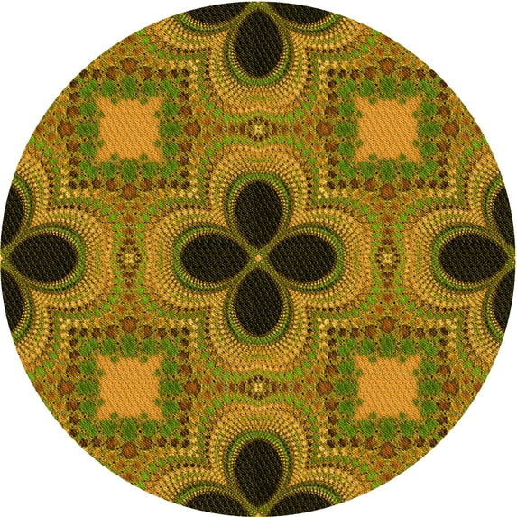 Ahgly Company Indoor Round Patterned Dark Bronze Brown Area Rugs, 8' Round