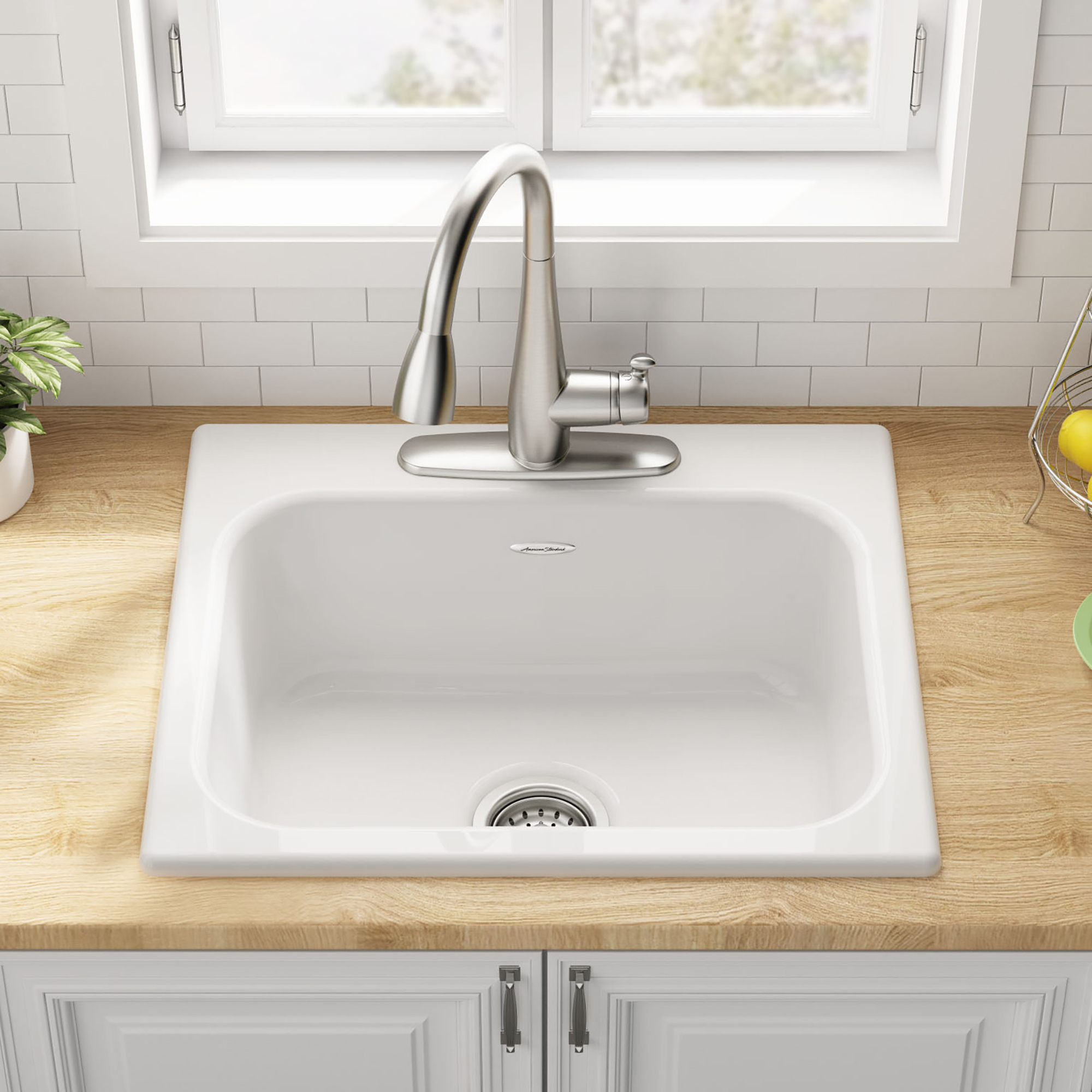 American Standard Quince Drop-in Cast Iron 25 in. 3-Hole Single Bowl Kitchen Sink in Brilliant White - image 3 of 6