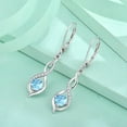 thumbnail image 4 of Blaniy Infinity Dangle Drop Earrings for Women 925 Sterling Silver Leverback Aquamarine Earrings March Birthstone Jewelry Gifts for Mom Wife Her, 4 of 6