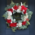 thumbnail image 4 of GeBuSn 15.75inch Red & White Floral Wreath Door Hanger Dried Flower For Holidays & Hotel, 4 of 9
