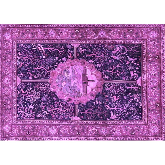 Ahgly Company Indoor Rectangle Persian Purple Traditional Area Rugs, 7' x 10'