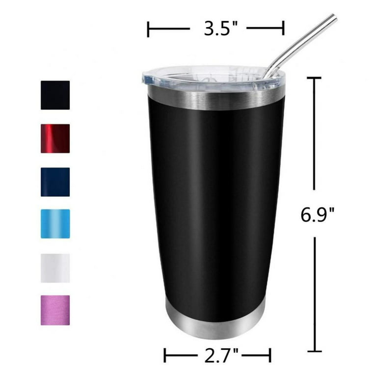 Sutton Insulated Stainless Steel Tumbler with 2-in-1 Straw and Sip Lid - Ebony, 20 Ounces