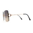 thumbnail image 4 of Womens Rimless Rectangle 90s Designer Sunglasses Gold Black Brown, 4 of 4