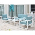 thumbnail image 3 of Superjoe 5 Pcs Aluminum Patio Furniture Set All Season Outdoor Couch Conversation Set Modern Metal Sectional Sofa with Ottomans 2 Tables, White, 3 of 11