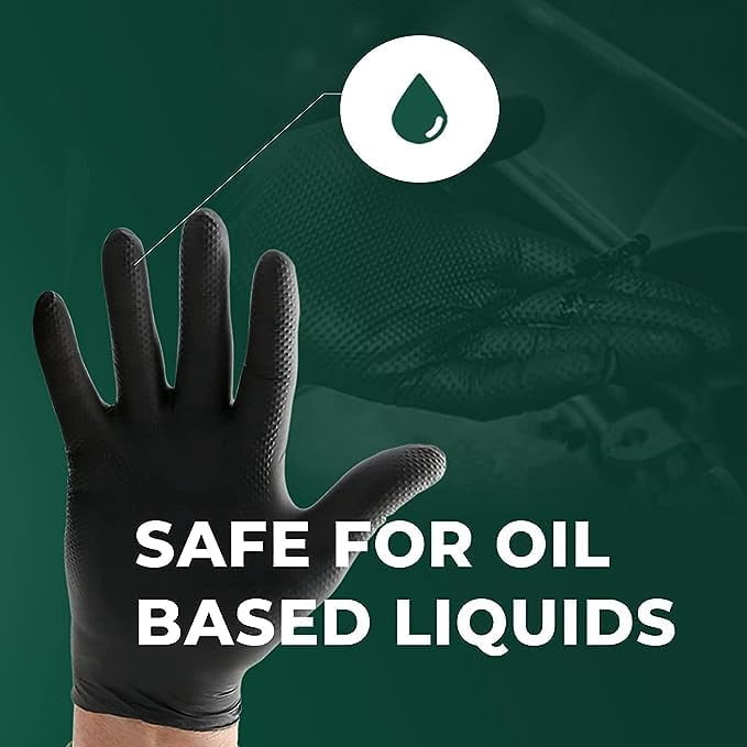 S&G Black Nitrile Gloves Heavy-Duty Latex & Powder Free - For Cleaning, Construction, Mechanic, Food Prep | 6 Mil - 1000 | Medium