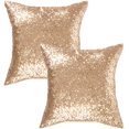 thumbnail image 1 of HTOOQ Sequins Throw Pillow Cover Solid Glitter Decorative Square Pillow Case Comfy Satin Solid Cushion Cover for Couch Sofa 20 X 20 Inch, (2 Packs, Light Gold), 1 of 7