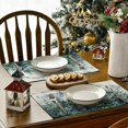 thumbnail image 4 of mubwai Green Tree Snow Christmas Placemats Set of 4, 12x18 Inch Seasonal Winter Table Mats for Party Kitchen Dining Decoration, 4 of 7
