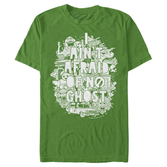 Men's Ghostbusters Ain't Afraid Ghost Collage Graphic Tee Kelly Green Medium