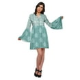 thumbnail image 1 of Moomaya Printed Mini Dress For Women Casual Wear Bell Sleeve Summer Clothing, 1 of 6