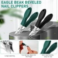 thumbnail image 2 of Eagle Beak Beveled Nail Clippers,Wide Jaw Opening Anti-Splash Slanted Nail Clipper,Edge Nail Clippers 3-Piece Set,Long Handle Wide Jaw Opening Anti-Splash Slanted Nail Clipper for Men Women(Green), 2 of 7